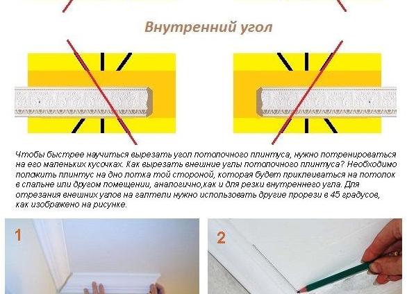 Как резать потолочный плинтус и напольный и правильно стыковать